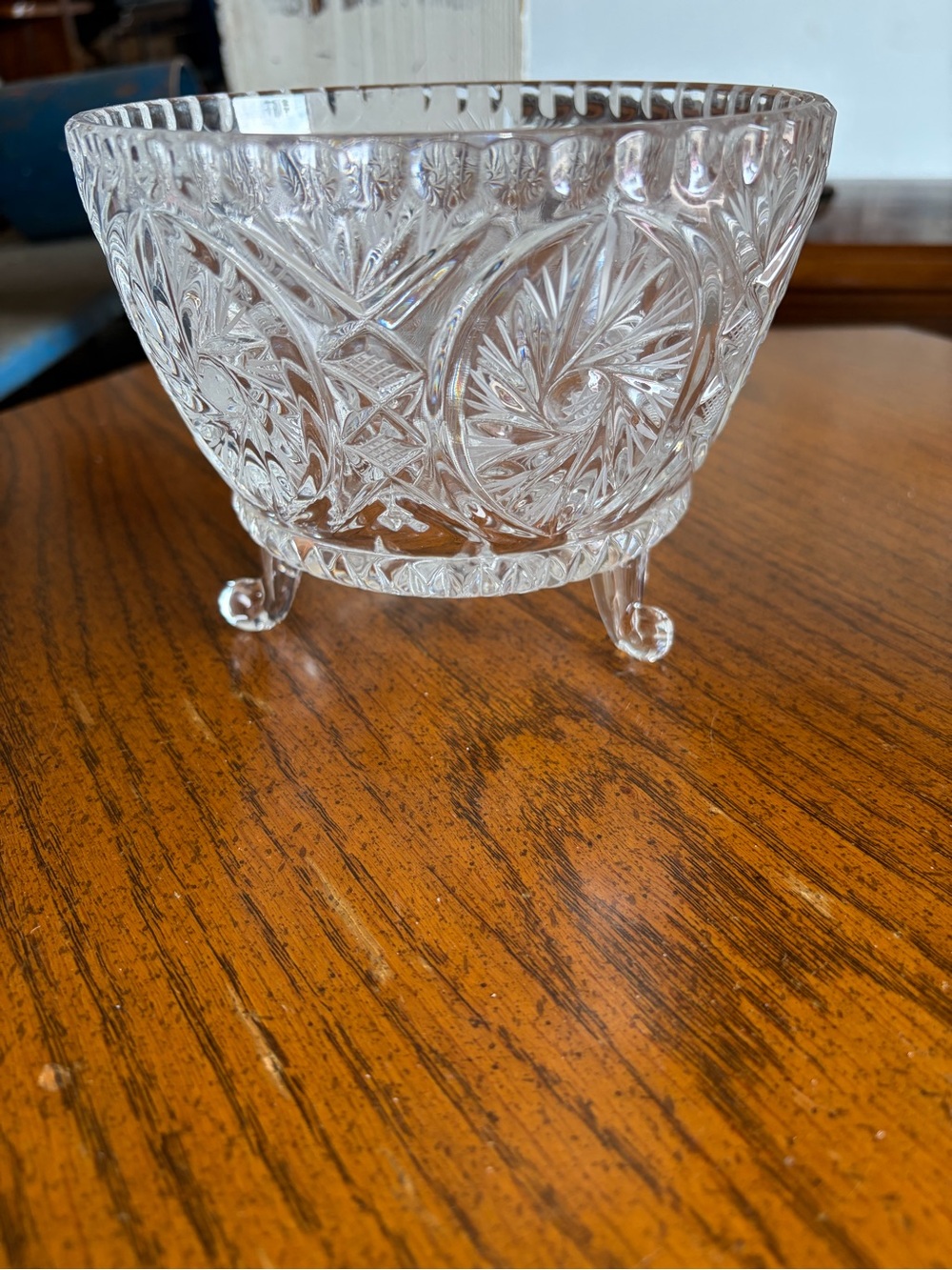 Clear Pressed Glass Footed Bowl - Crystal-Patterned Home Accent